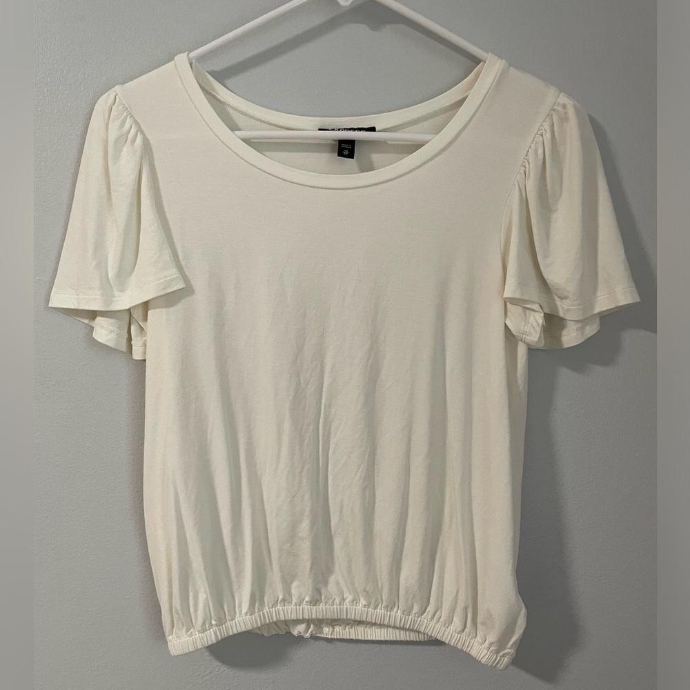 Express White Short Sleeve Blouse